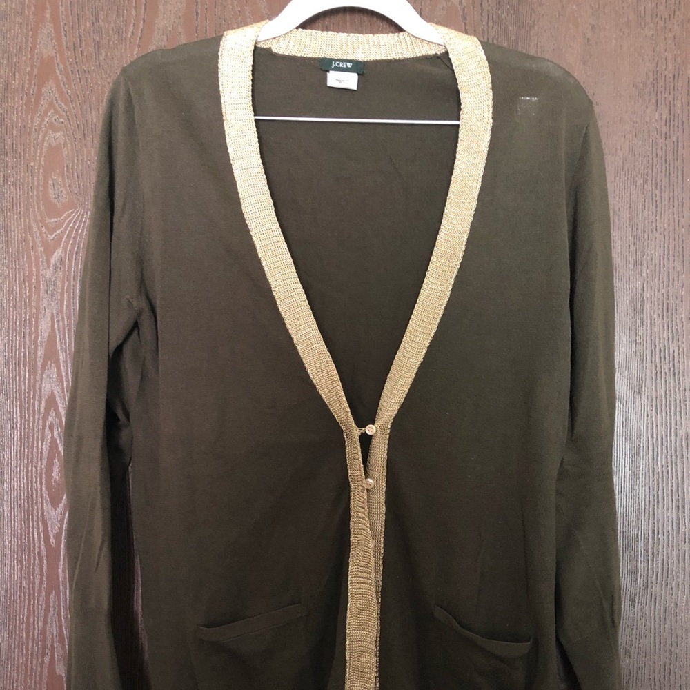 J. Crew olive green Pima cotton cardigan size M